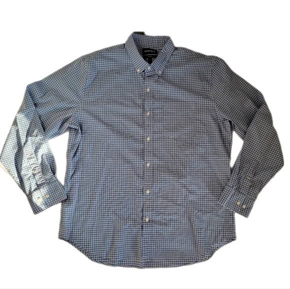 Bonobos Light Blue and White Gingham Collared Button Down Long Sleeve Shirt - Picture 1 of 9